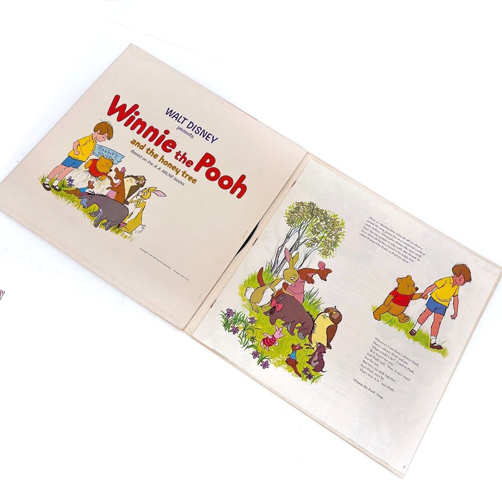 Walt Disney Winnie The Pooh And The Honey Tree Vinyl LP Record Album & Book 1965